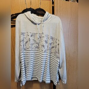 Gray and White Patterned Hoodie